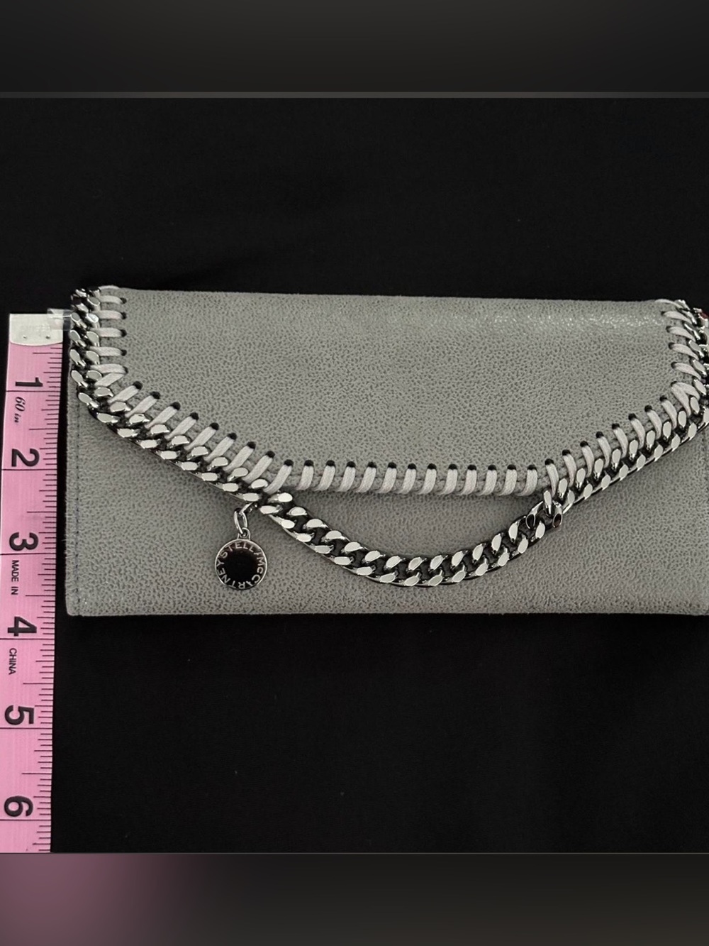 Stella McCartney Gray Silver Chain Wallet - Picture 8 of 9